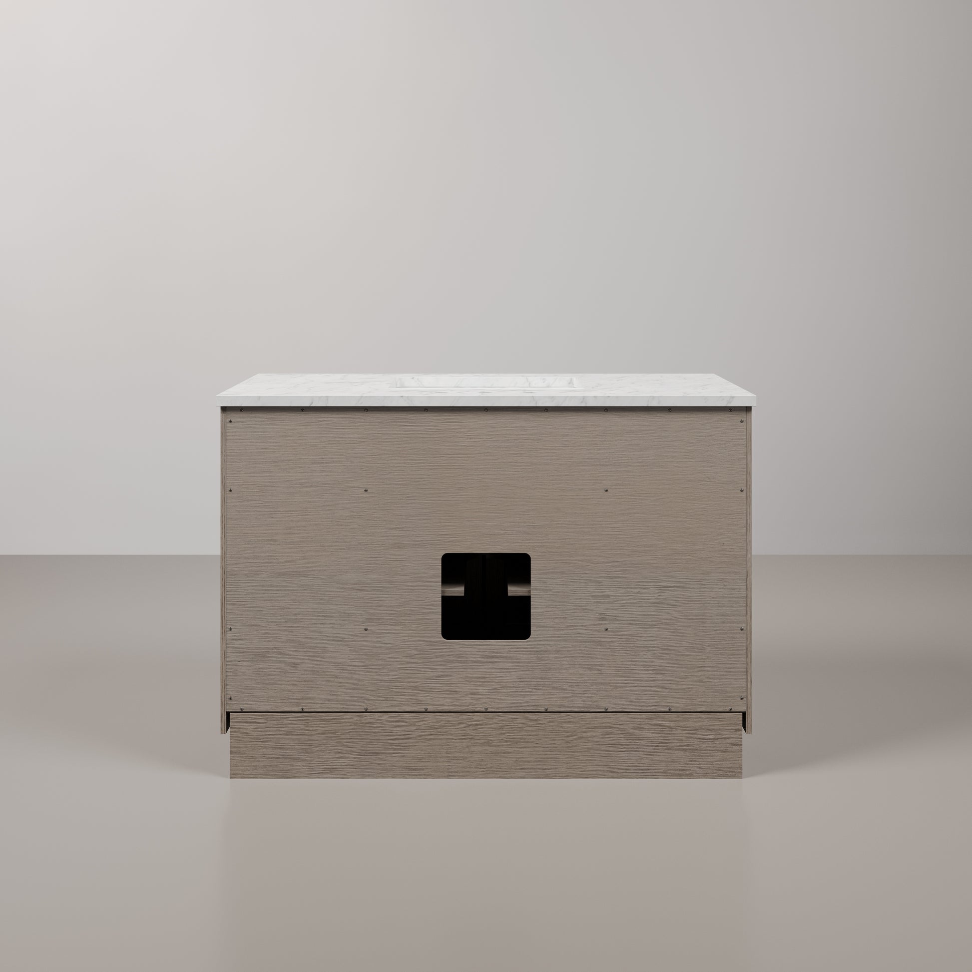 Chestnut 48 in. W x 21.5 in. D Vanity in Grey Oak with Marble Vanity Top in White with White Basin | Water Creation
