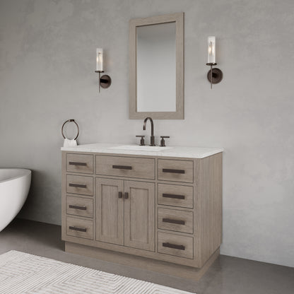 Chestnut 48 in. W x 21.5 in. D Vanity in Grey Oak with Marble Vanity Top in White with White Basin | Water Creation