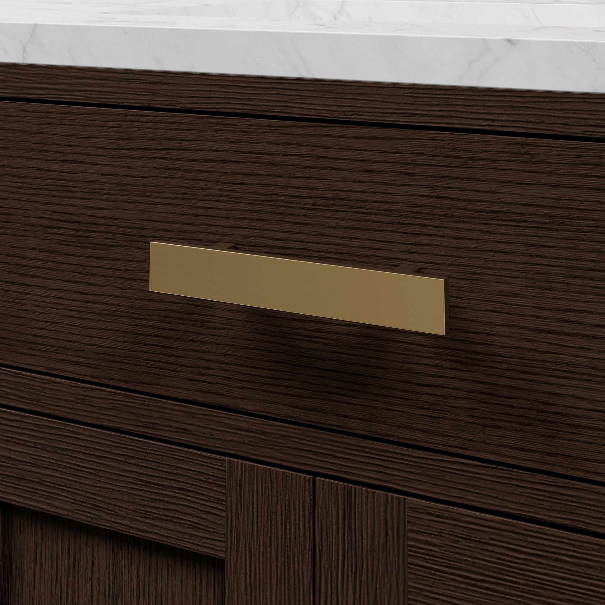 Chestnut 48 in. W x 21.5 in. D Vanity in Brown Oak with Marble Vanity Top in White with White Basin | Water Creation