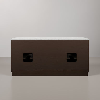Chestnut 72 in. W x 21.5 in. D Vanity in Brown Oak with Marble Vanity Top in White with White Basin | Water Creation