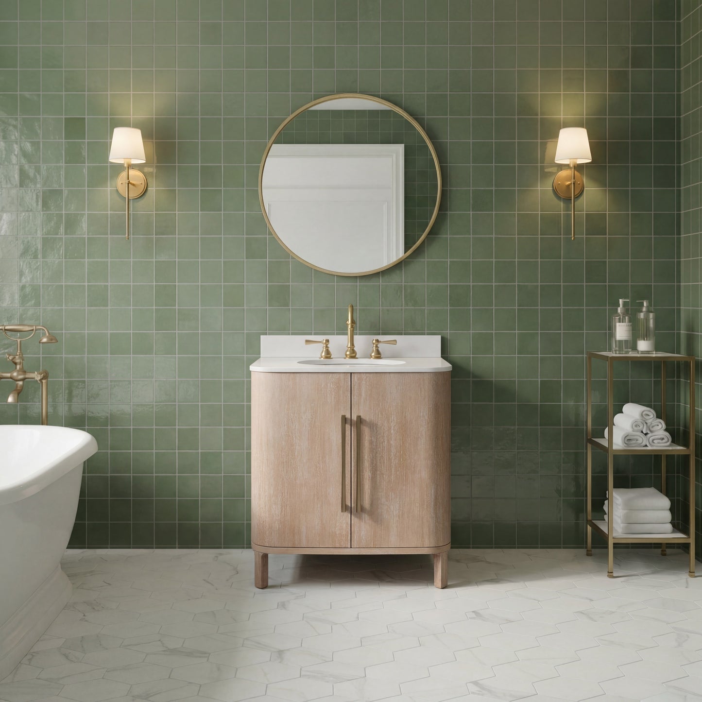 Cirilla 30 in. Single Sink Freestanding Toffee Latte Bath Vanity with Whitebrook Engineered Marble Top Assembled | Water Creation