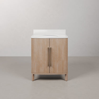Cirilla 30 in. Single Sink Freestanding Toffee Latte Bath Vanity with Whitebrook Engineered Marble Top Assembled | Water Creation