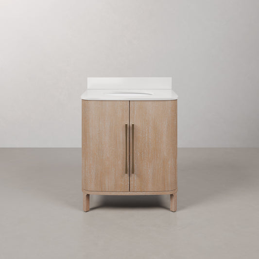 Cirilla 30 in. Single Sink Freestanding Toffee Latte Bath Vanity with Whitebrook Engineered Marble Top Assembled | Water Creation