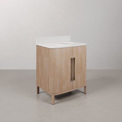 Cirilla 30 in. Single Sink Freestanding Toffee Latte Bath Vanity with Whitebrook Engineered Marble Top Assembled | Water Creation