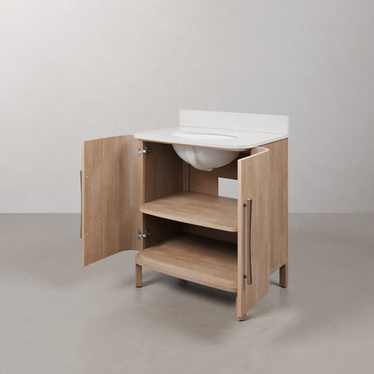 Cirilla 30 in. Single Sink Freestanding Toffee Latte Bath Vanity with Whitebrook Engineered Marble Top Assembled | Water Creation