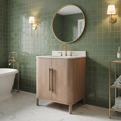 Cirilla 30 in. Single Sink Freestanding Toffee Latte Bath Vanity with Whitebrook Engineered Marble Top Assembled | Water Creation