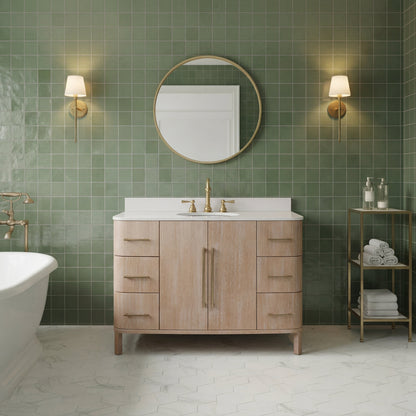 Cirilla 48 in. Single Sink Freestanding Toffee Latte Bath Vanity with Whitebrook Engineered Marble Top Assembled | Water Creation