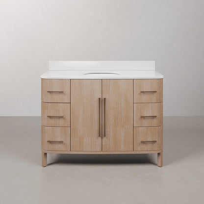 Cirilla 48 in. Single Sink Freestanding Toffee Latte Bath Vanity with Whitebrook Engineered Marble Top Assembled | Water Creation