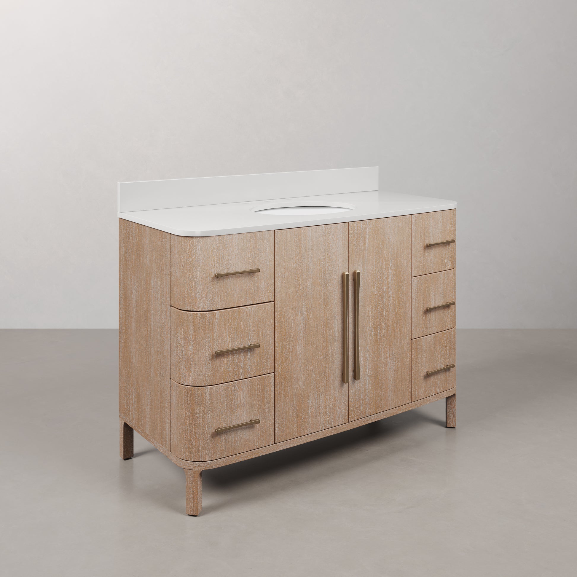 Cirilla 48 in. Single Sink Freestanding Toffee Latte Bath Vanity with Whitebrook Engineered Marble Top Assembled | Water Creation