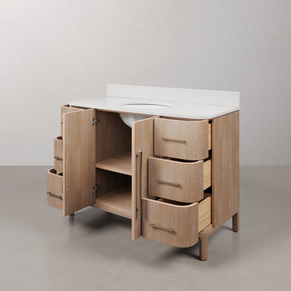 Cirilla 48 in. Single Sink Freestanding Toffee Latte Bath Vanity with Whitebrook Engineered Marble Top Assembled | Water Creation