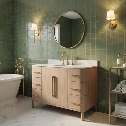 Cirilla 48 in. Single Sink Freestanding Toffee Latte Bath Vanity with Whitebrook Engineered Marble Top Assembled | Water Creation