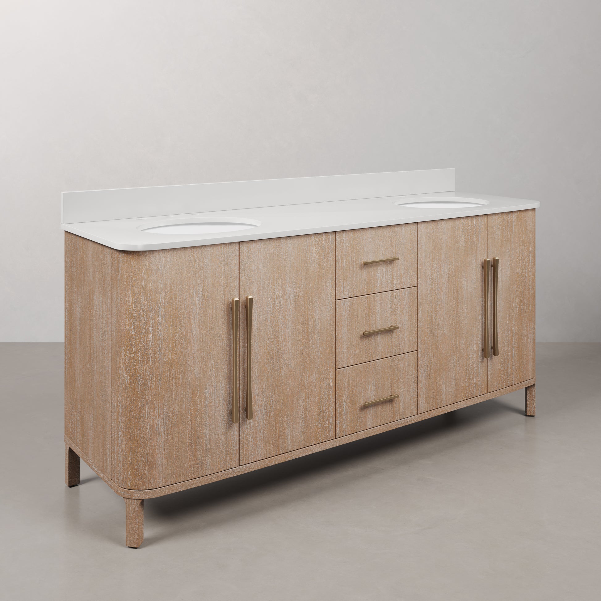 Cirilla 72 in. Double Sinks Freestanding Toffee Latte Bath Vanity with Whitebrook Engineered Marble Top Assembled | Water Creation