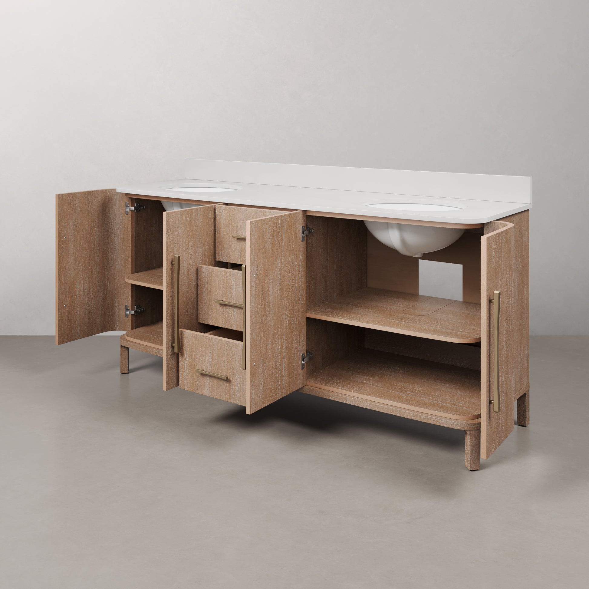 Cirilla 72 in. Double Sinks Freestanding Toffee Latte Bath Vanity with Whitebrook Engineered Marble Top Assembled | Water Creation