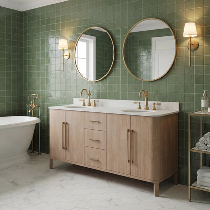 Cirilla 72 in. Double Sinks Freestanding Toffee Latte Bath Vanity with Whitebrook Engineered Marble Top Assembled | Water Creation