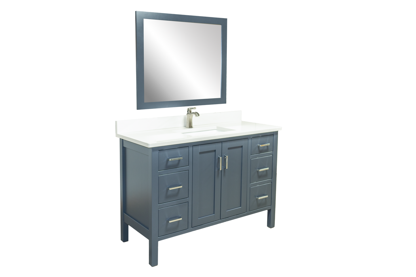 Trusty Wood California Bathroom Vanity 48" with Two Doors and Six Drawers