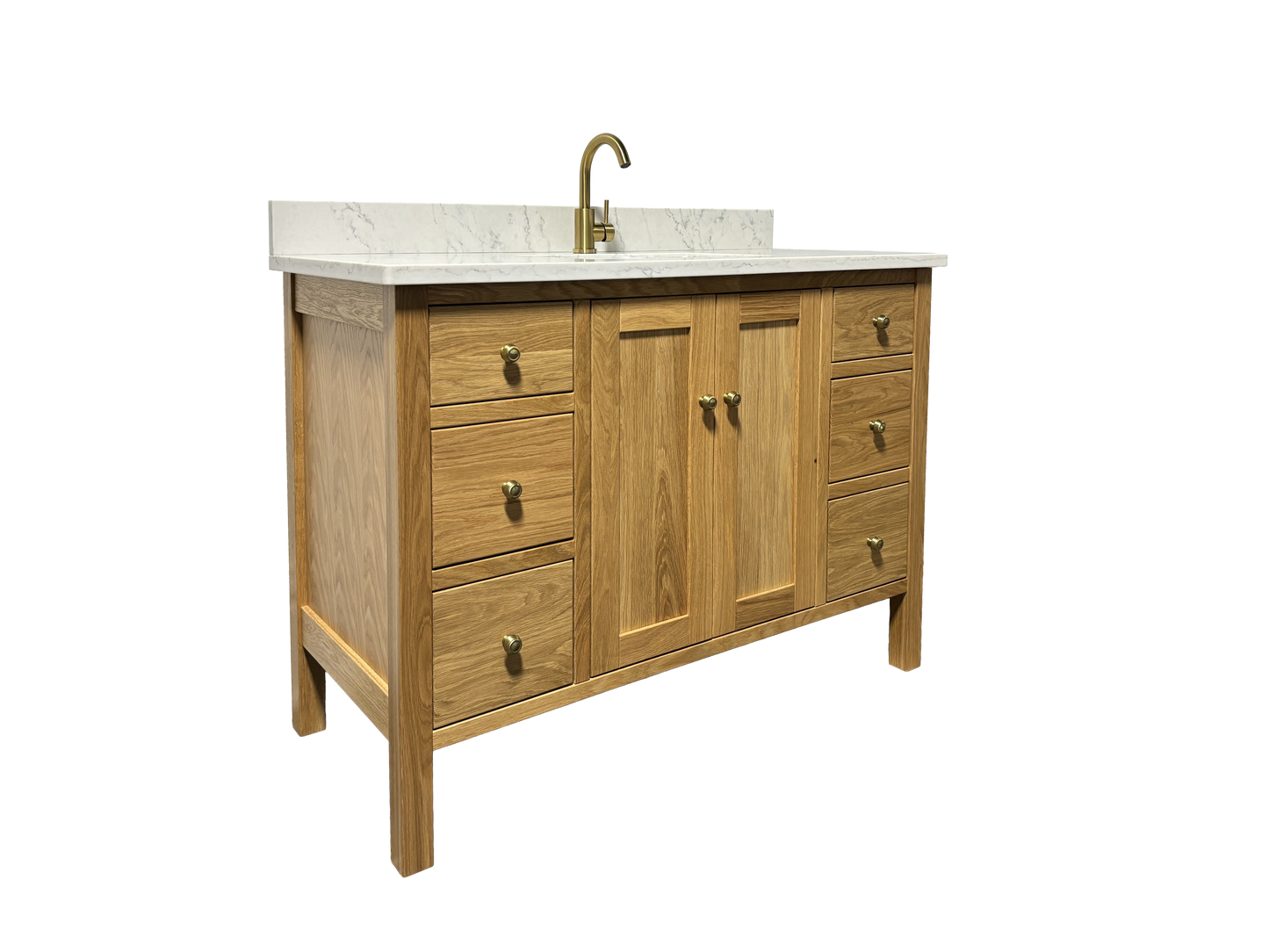 Trusty Wood California Bathroom Vanity 48" with Two Doors and Six Drawers