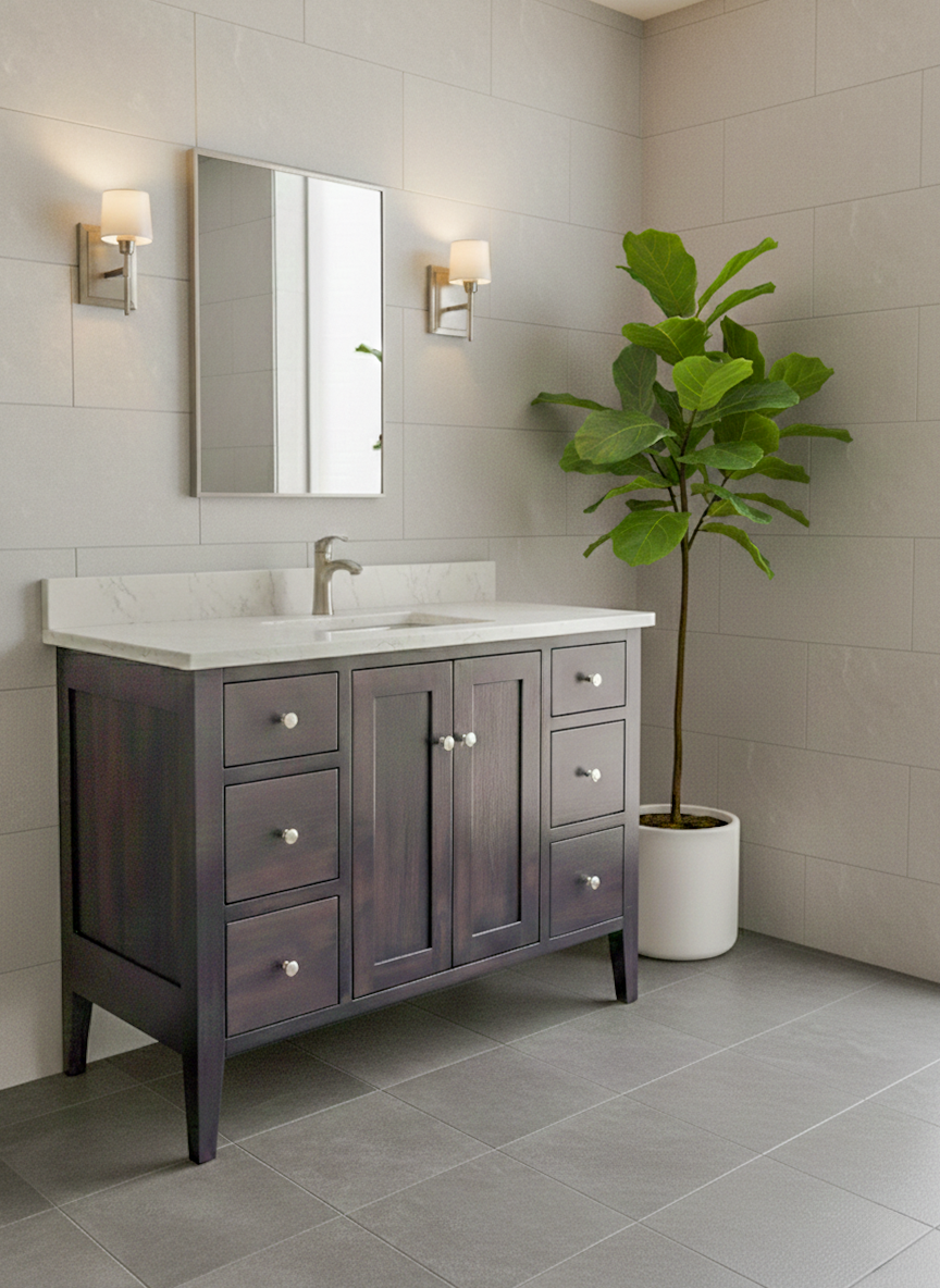 Trusty Wood Charleston Bathroom Vanity 42" with Two Doors and Six Drawers