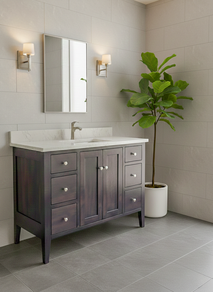 Trusty Wood Charleston Bathroom Vanity 42" with Two Doors and Six Drawers