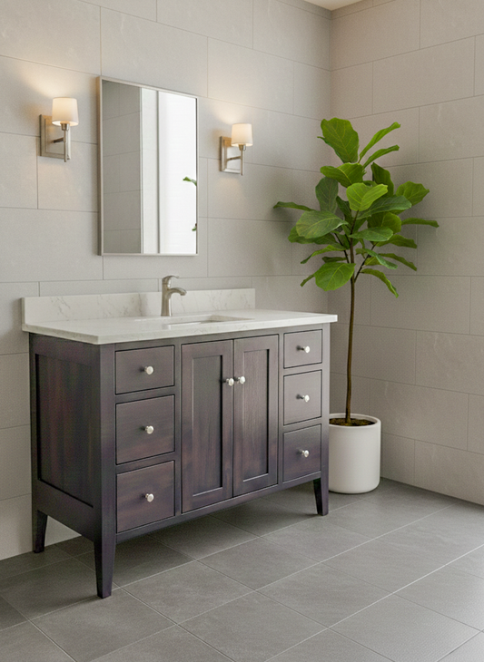 Trusty Wood Charleston Bathroom Vanity 48" with Two Doors and Six Drawers