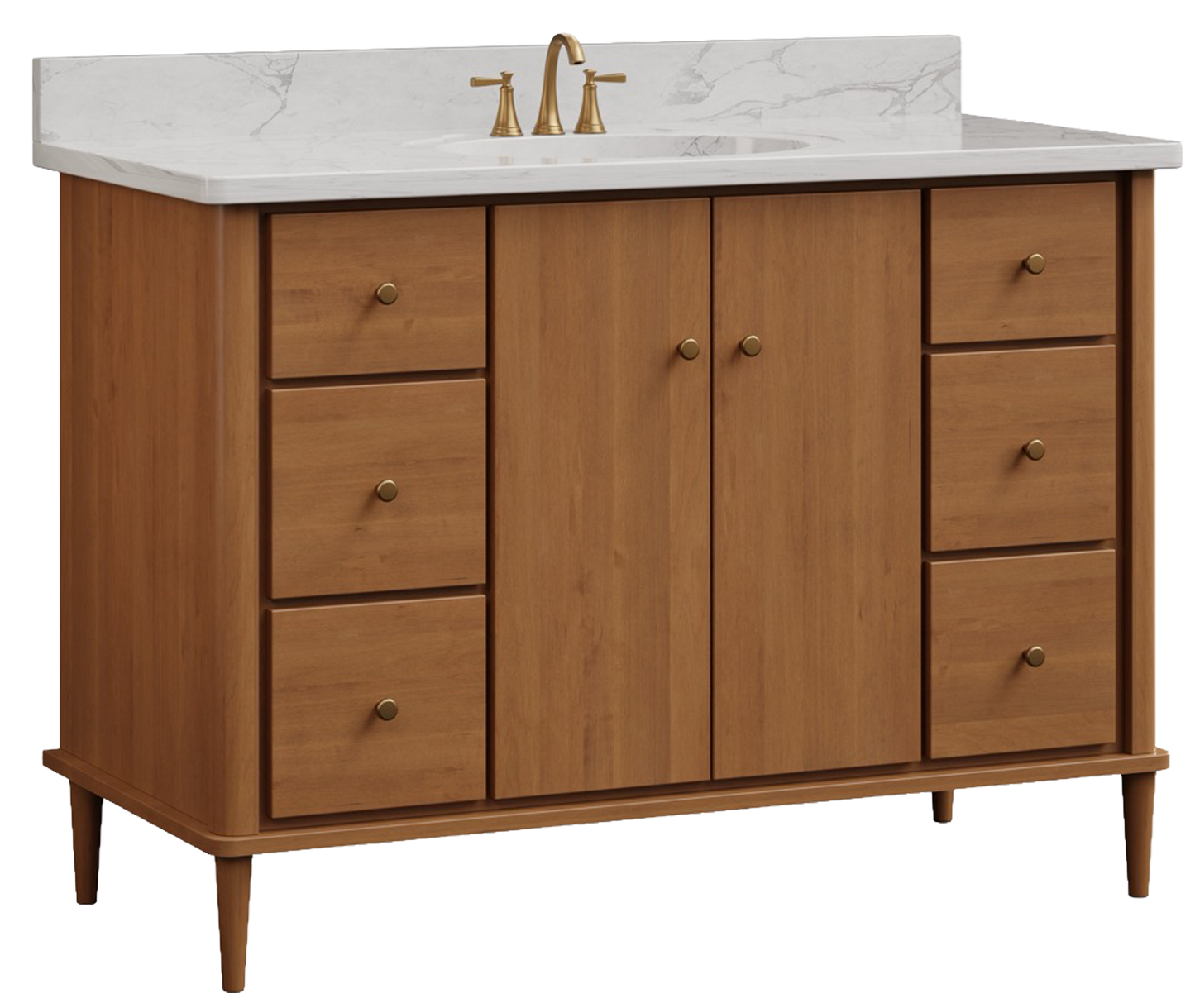Trusty Wood Conway Bathroom Vanity 42" with Two Doors and Six Drawers