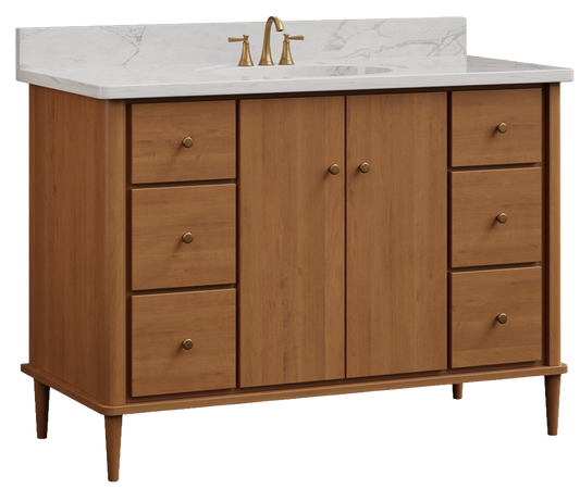 Trusty Wood Conway Bathroom Vanity 42" with Two Doors and Six Drawers