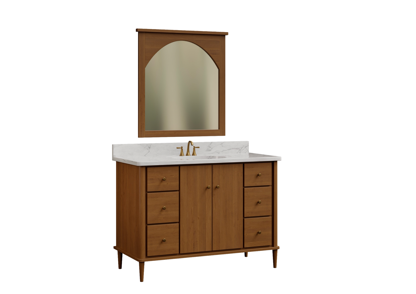 Trusty Wood Conway Bathroom Vanity 42" with Two Doors and Six Drawers