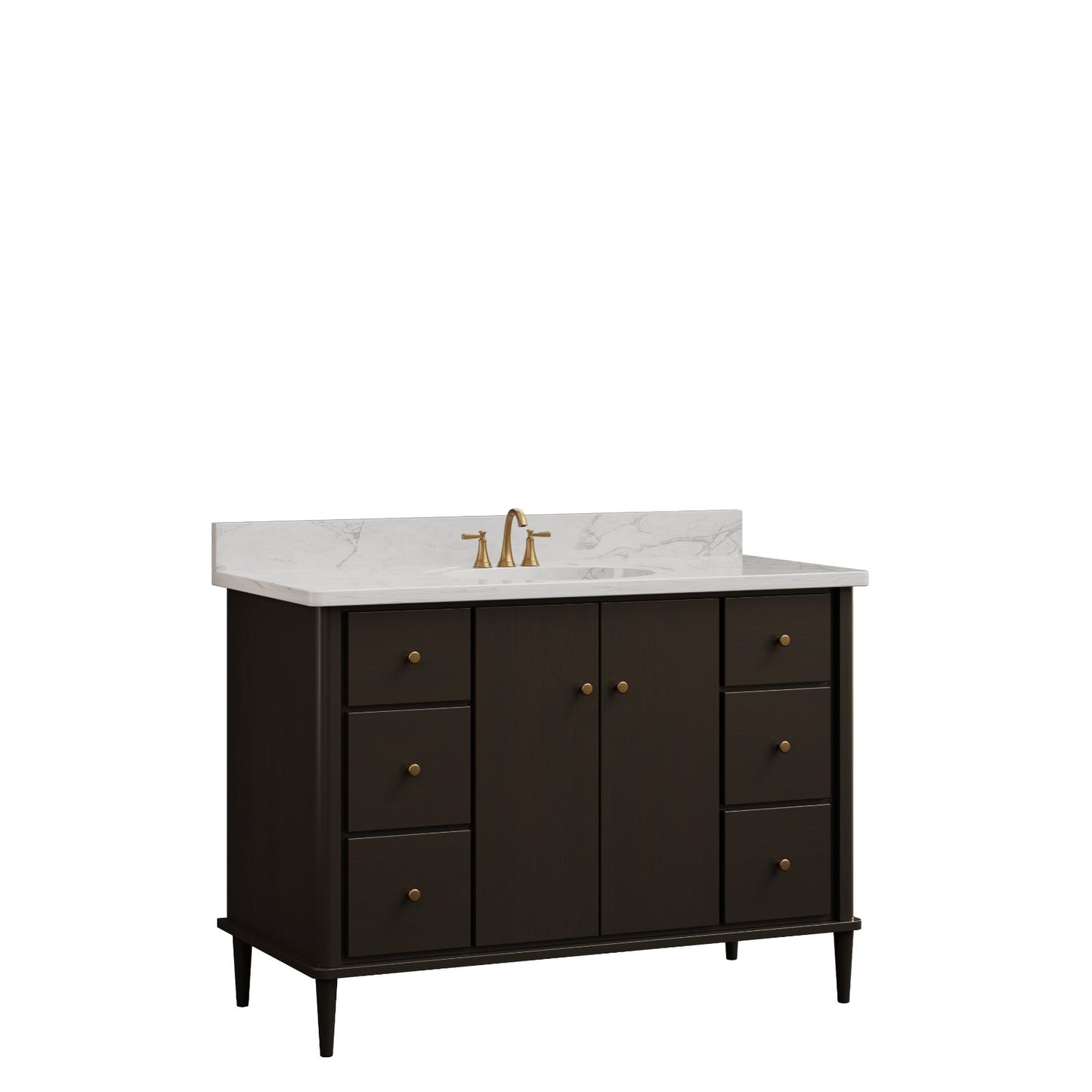 Trusty Wood Conway Bathroom Vanity 42" with Two Doors and Six Drawers
