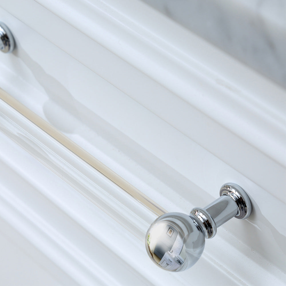 Derby 30 in. x 34 in. H Bath Vanity in White with Marble Vanity Top in Carrara White with White Basin | Water Creation