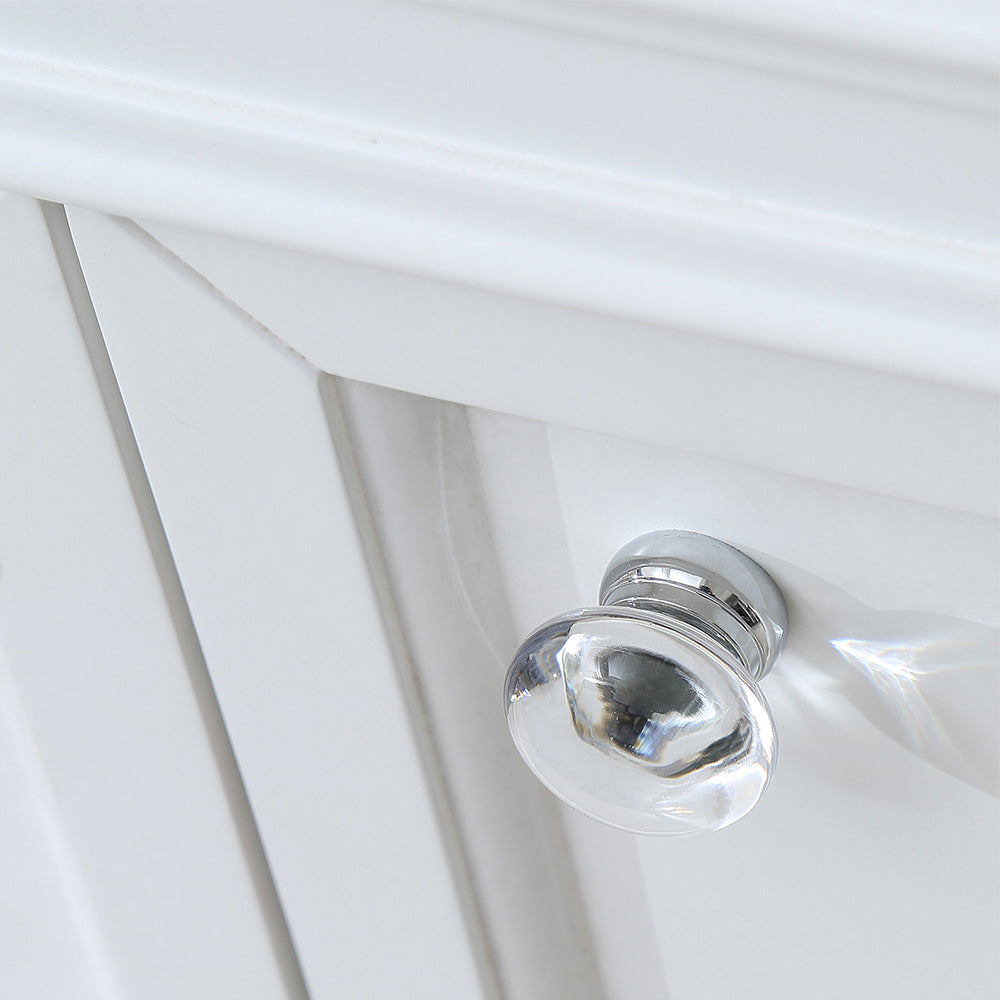 Derby 30 in. x 34 in. H Bath Vanity in White with Marble Vanity Top in Carrara White with White Basin | Water Creation