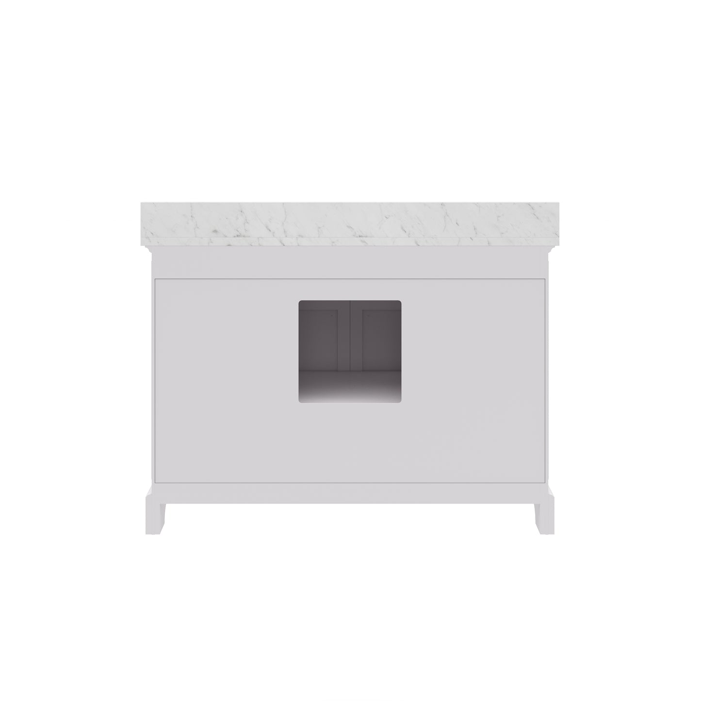 Derby 48 in. x 34 in. H Bath Vanity in White with Marble Vanity Top in Carrara White with White Basin | Water Creation