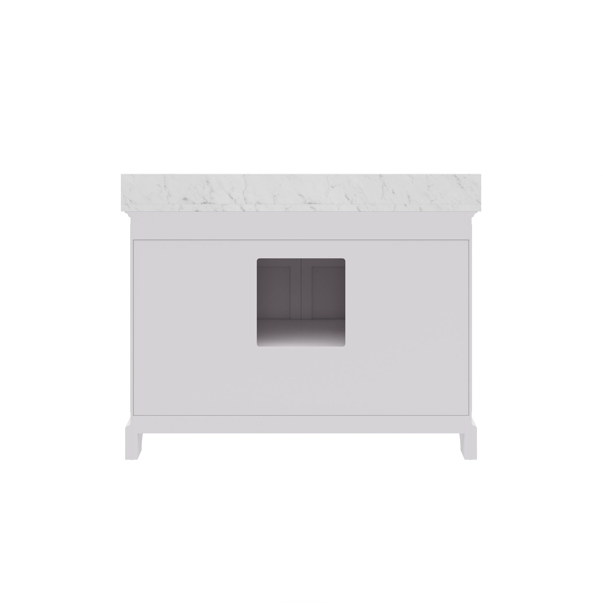 Derby 48 in. x 34 in. H Bath Vanity in White with Marble Vanity Top in Carrara White with White Basin | Water Creation