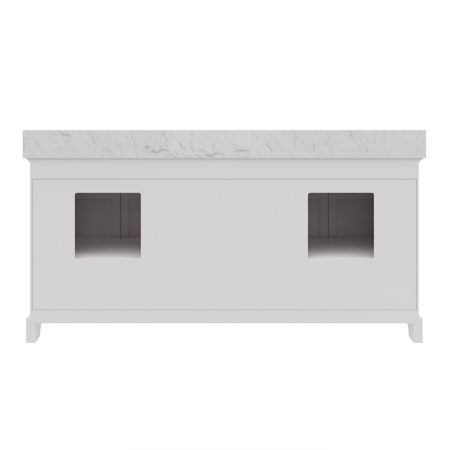 Derby 72 in. x 34 in. H Bath Vanity in White with Marble Vanity Top in Carrara White with White Basin | Water Creation