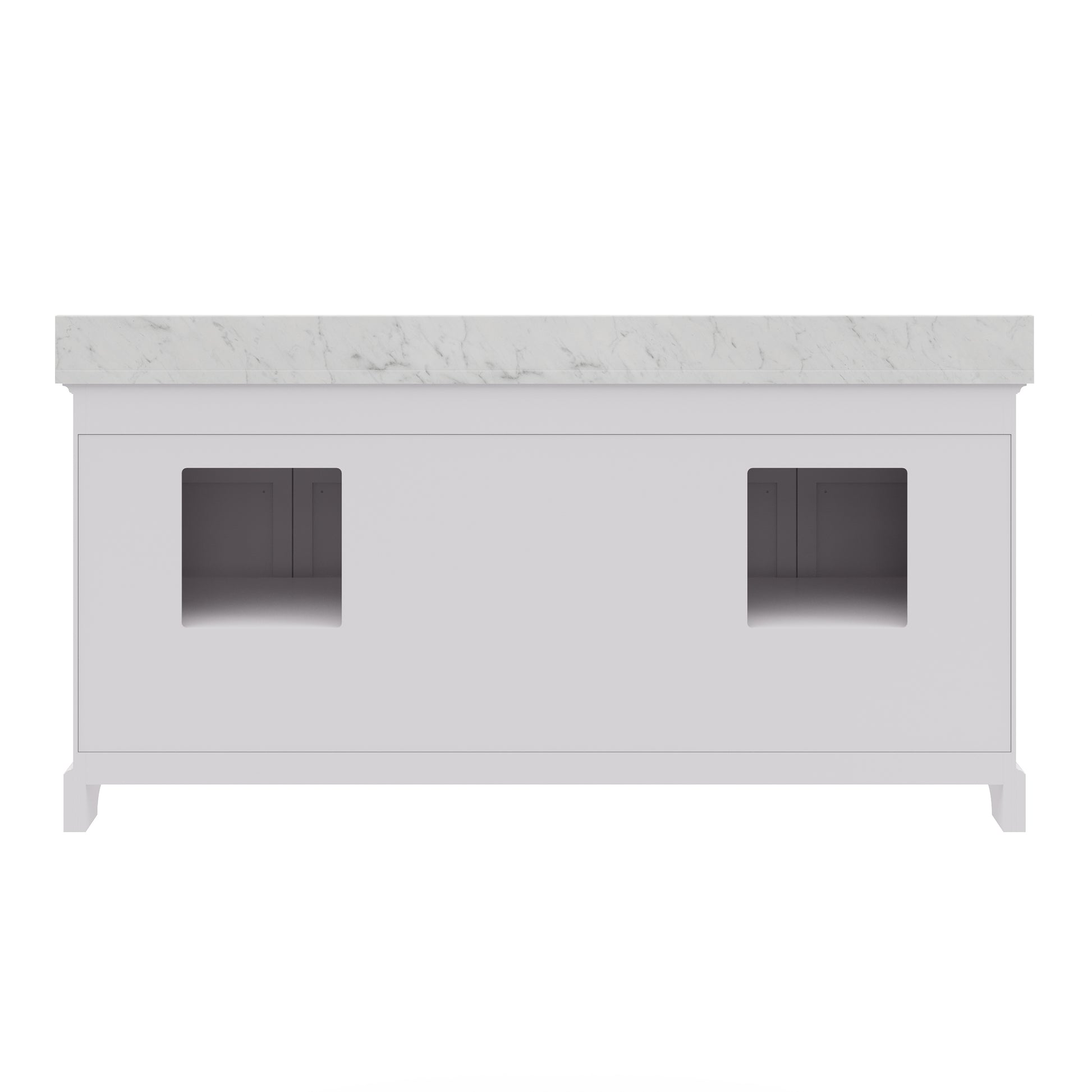 Derby 72 in. x 34 in. H Bath Vanity in White with Marble Vanity Top in Carrara White with White Basin | Water Creation
