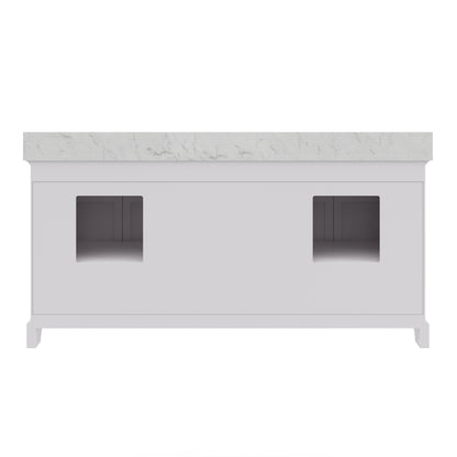 Derby 72 in. x 34 in. H Bath Vanity in White with Marble Vanity Top in Carrara White with White Basin | Water Creation