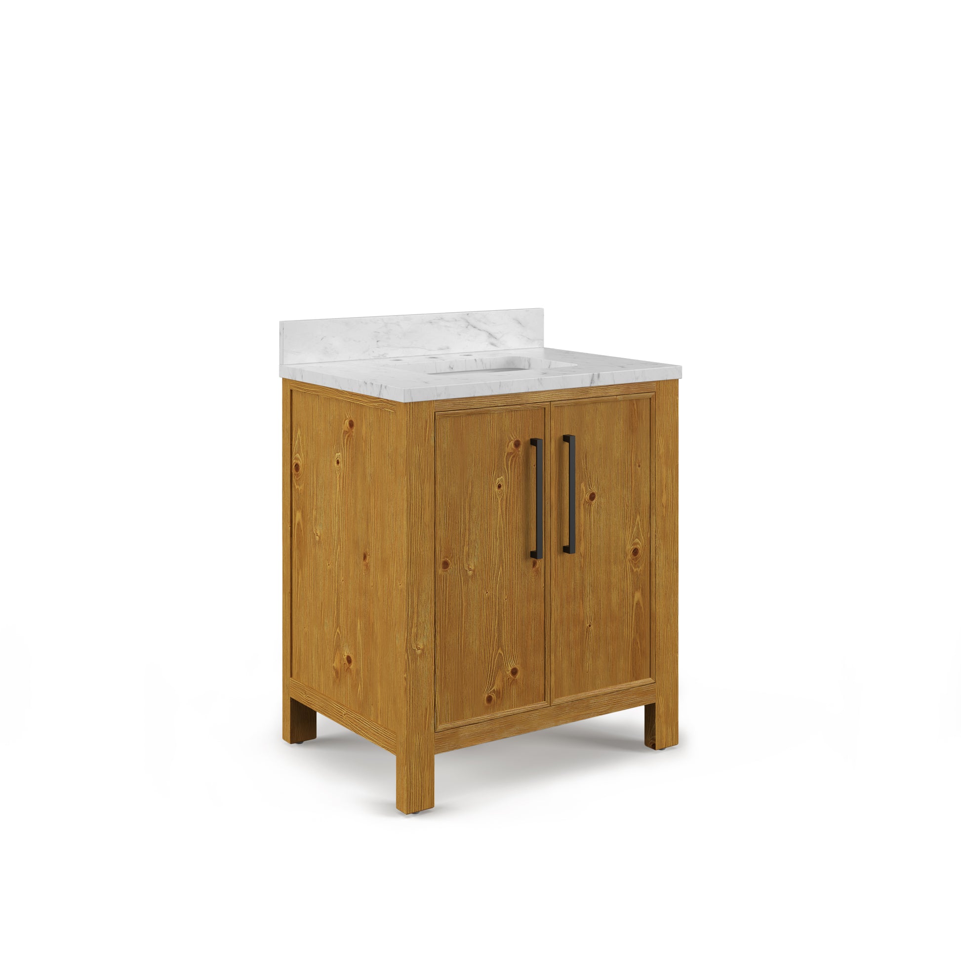 Dino 30 in. Single Sink Freestanding Sierra Oak Bath Vanity with Cararara White Engineered Marble Top (Assembled) | Water Creation