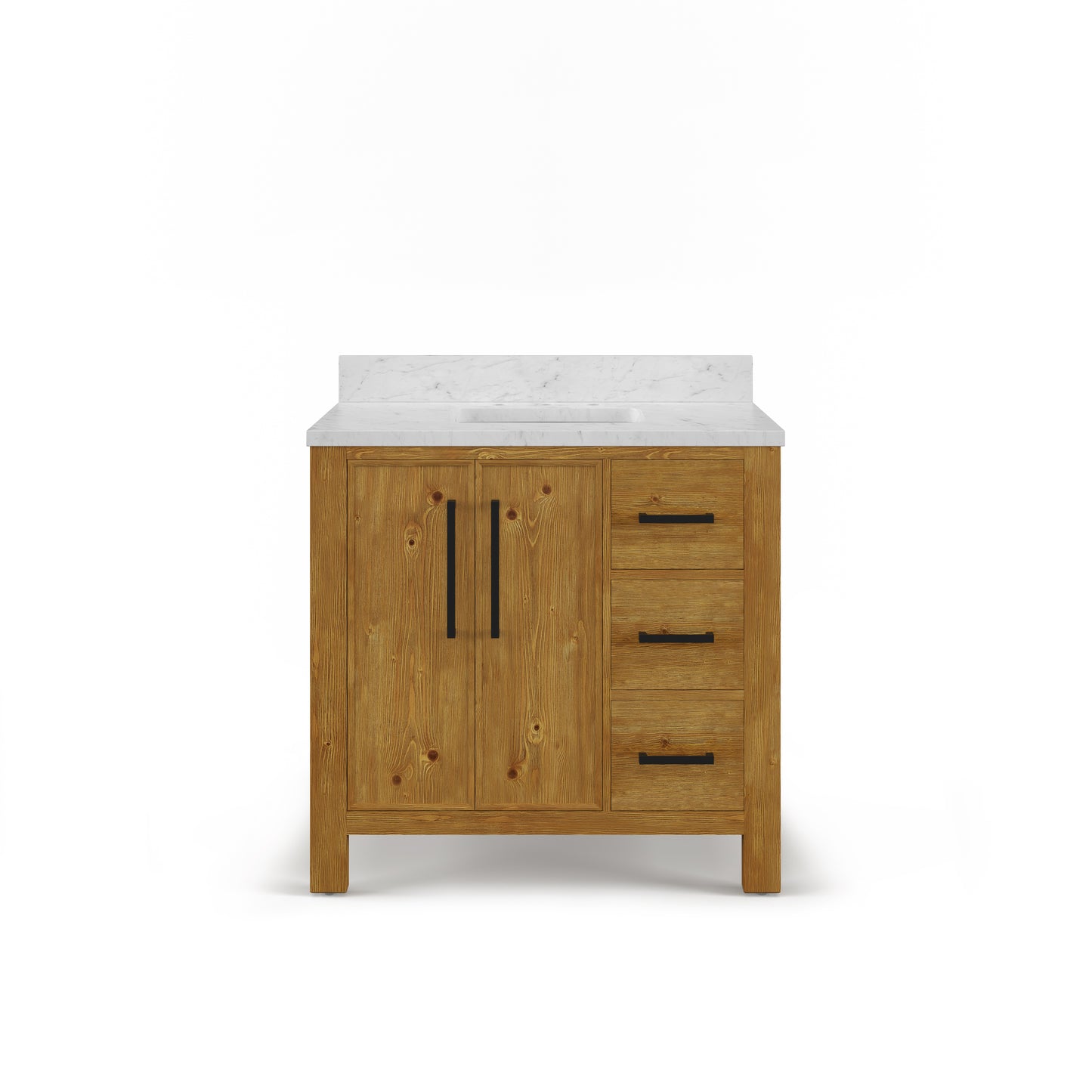 Dino 36 in. Single Sink Freestanding Sierra Oak Bath Vanity with Cararara White Engineered Marble Top (Assembled) | Water Creation