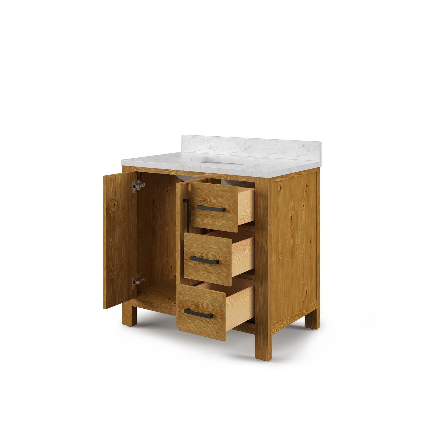 Dino 30 in. Single Sink Freestanding Sierra Oak Bath Vanity with Cararara White Engineered Marble Top (Assembled) | Water Creation