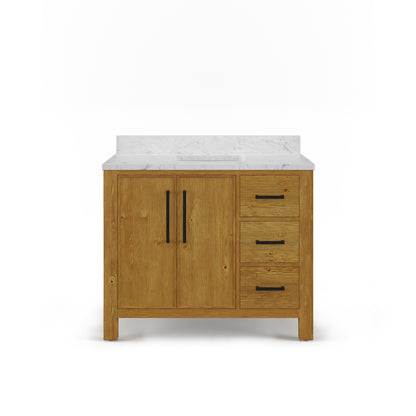 Dino 42 in. Single Sink Freestanding Sierra Oak Bath Vanity with Cararara White Engineered Marble Top (Assembled) | Water Creation