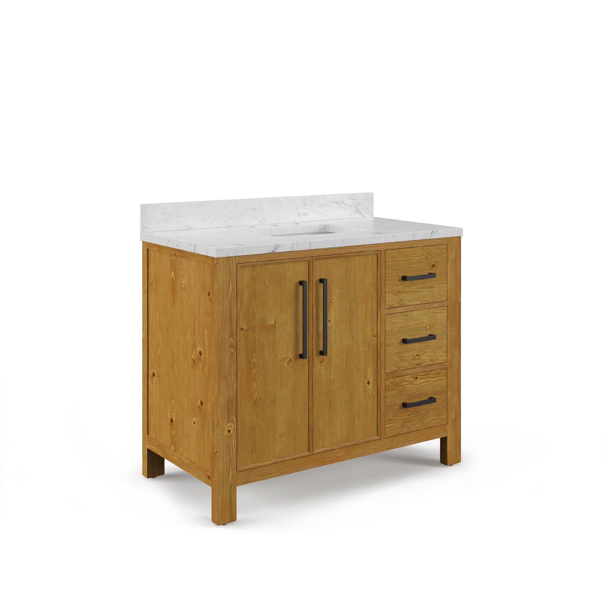Dino 42 in. Single Sink Freestanding Sierra Oak Bath Vanity with Cararara White Engineered Marble Top (Assembled) | Water Creation