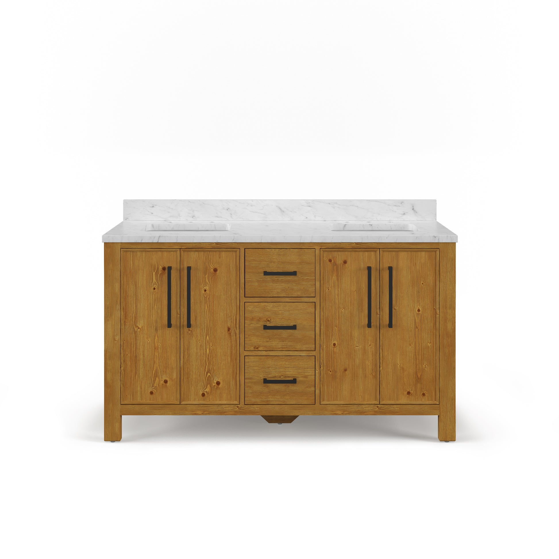 Dino 60 in. Double Sink Freestanding Sierra Oak Bath Vanity with Cararara White Engineered Marble Top (Assembled) | Water Creation