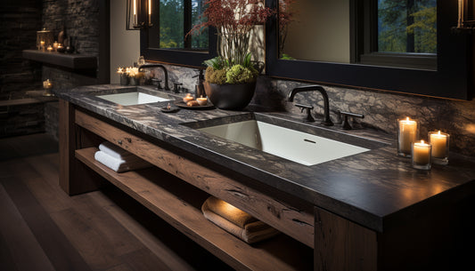 Double Sink Freestanding, White-Grey, Bathroom Vanity