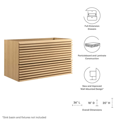 Modway, Render 36" Wall-Mount Bathroom Vanity Cabinet (Sink Basin Not Included)