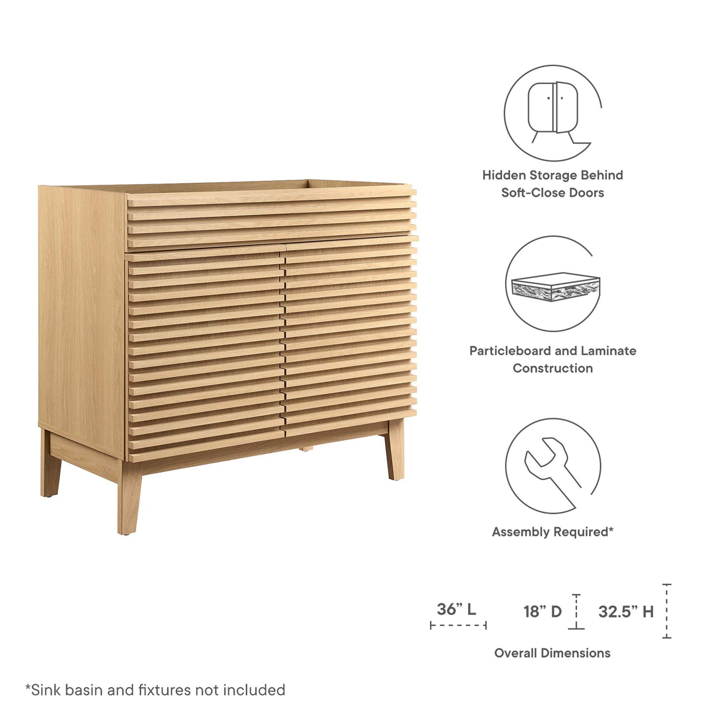 Modway, Render 36" Bathroom Vanity Cabinet