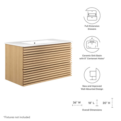 Modway, Render 36" Wall-Mount Bathroom Vanity