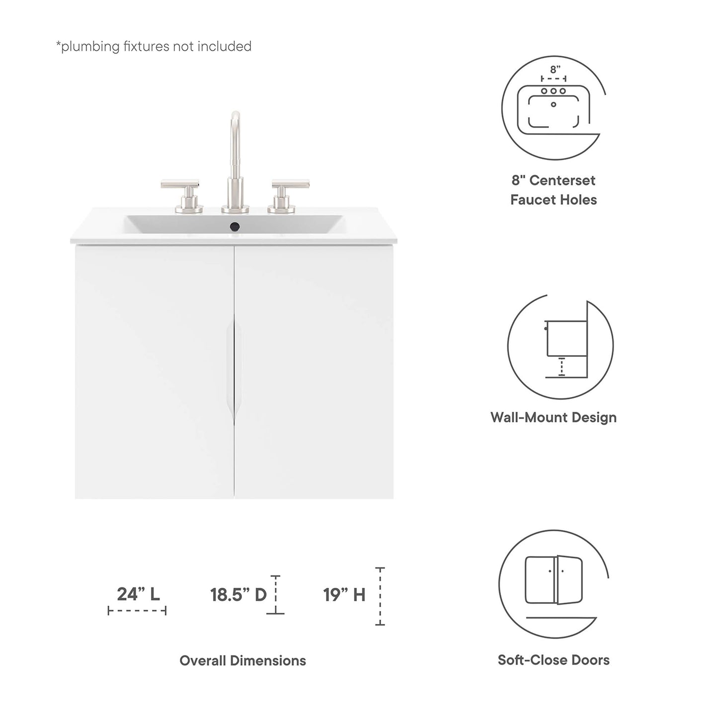 Modway, Vitality 24" Bathroom Vanity Cabinet (Sink Basin Not Included)