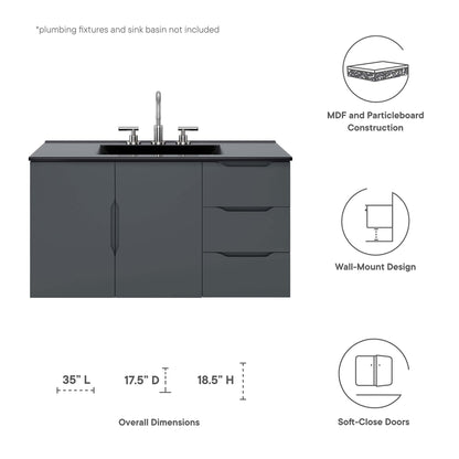 Modway, Vitality 36" Bathroom Vanity Cabinet (Sink Basin Not Included)