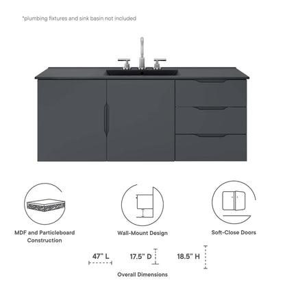 Modway, Vitality 48" Double or Single Sink Compatible (Not Included) Bathroom Vanity Cabinet