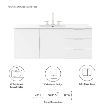 Modway, Vitality 48" Double or Single Sink Compatible (Not Included) Bathroom Vanity Cabinet