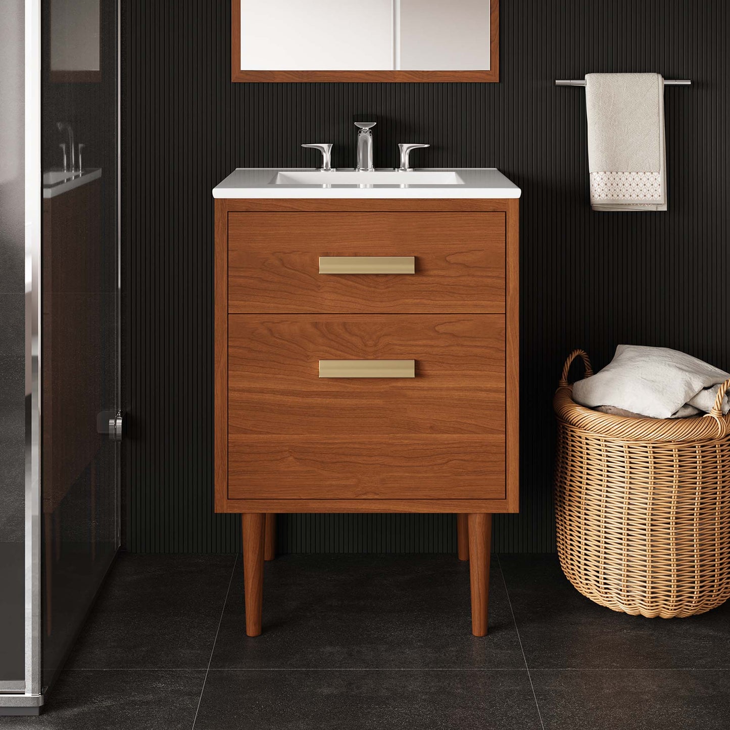 Modway, Cassia 24" Teak Wood Bathroom Vanity Cabinet (Sink Basin Not Included)