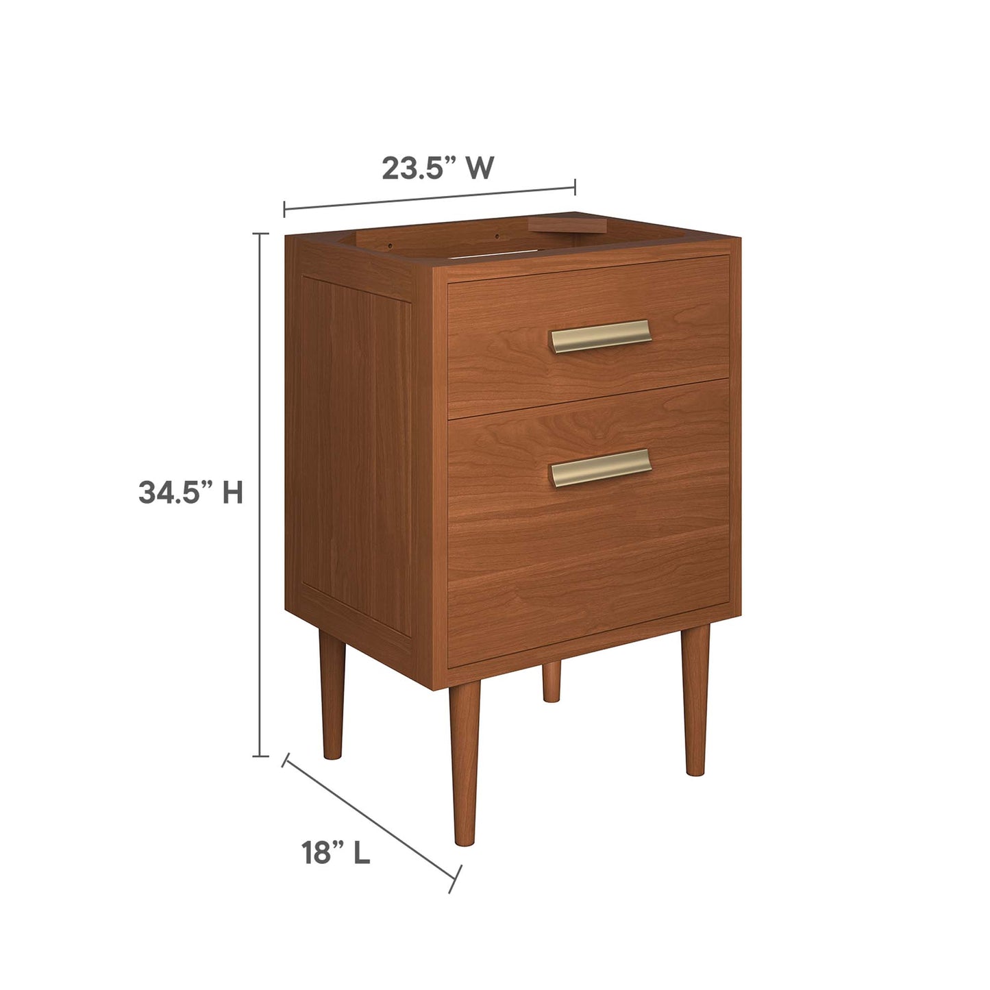 Modway, Cassia 24" Teak Wood Bathroom Vanity Cabinet (Sink Basin Not Included)